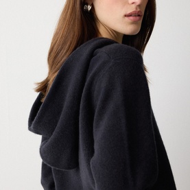 Ribbed Trim Knitted Hoodie