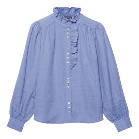 Chambray Ruffle Blouse