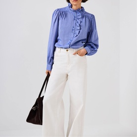 Chambray Ruffle Blouse