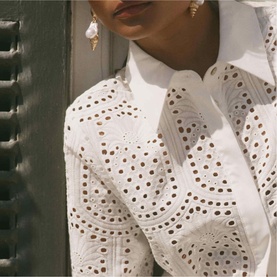 Broderie Scallop Trim Shirt