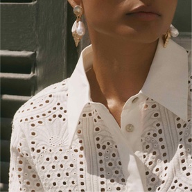 Broderie Scallop Trim Shirt