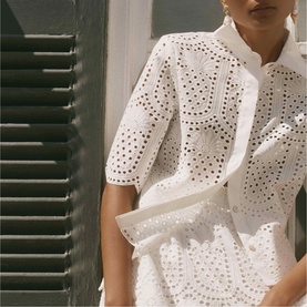 Broderie Scallop Trim Shirt