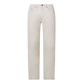 Rodd & Gunn Gunn Straight-Leg Jeans in beige, mid-rise with five-pocket styling, belt loops, and clean hems with tonal stitching.