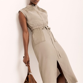 Utility Drawstring Shirt Dress
