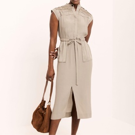 Utility Drawstring Shirt Dress