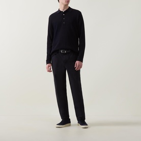 Open Work Knitted Polo Shirt