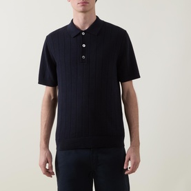 Open Work Knitted Polo Shirt