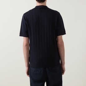 Open Work Knitted Polo Shirt