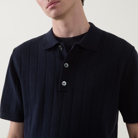 Open Work Knitted Polo Shirt