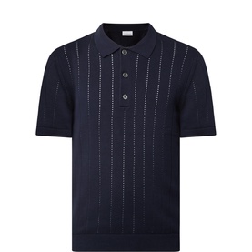 Open Work Knitted Polo Shirt