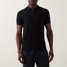 Solid Zip Polo Shirt