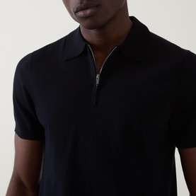 Solid Zip Polo Shirt