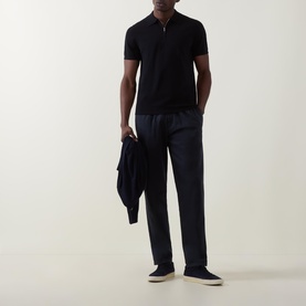 Solid Zip Polo Shirt