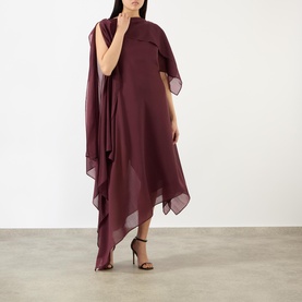 Voile Scarf Asymmetric Dress