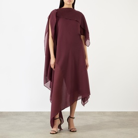 Voile Scarf Asymmetric Dress