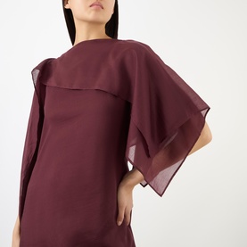 Voile Scarf Asymmetric Dress