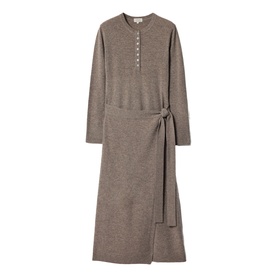 Tie-Fastening Fine Knit Wrap Dress