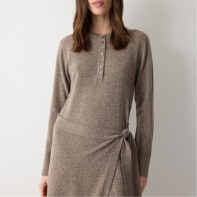 Tie-Fastening Fine Knit Wrap Dress
