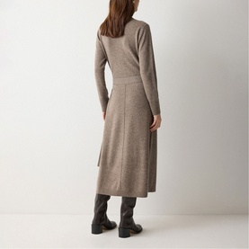 Tie-Fastening Fine Knit Wrap Dress