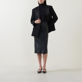 High-Rise Faux Leather Pencil Skirt