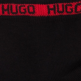 Hugo black socks multi pack with red branded logo waistband trim, cotton-rich fabric detail