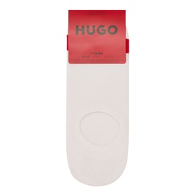 Hugo white ankle socks multi pack with red branded card packaging, flat lay product shot
