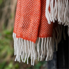 Wool Herringbone Throw Orange
