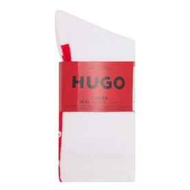 Hugo Socks Multi Pack, white with red branding detail, 3-pair set in branded red band packaging