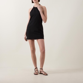 Textured Tie-Fastening Mini Dress