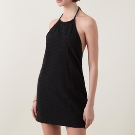 Textured Tie-Fastening Mini Dress