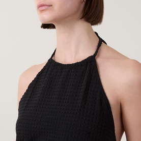 Textured Tie-Fastening Mini Dress