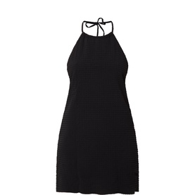 Textured Tie-Fastening Mini Dress