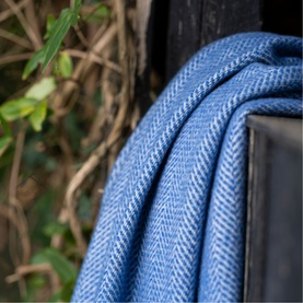 Wool Herringbone Throw Blue