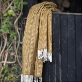 Wool Herringbone Throw Gold