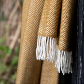 Wool Herringbone Throw Gold