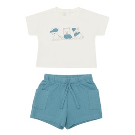 Animal T-Shirt & Shorts Two-Piece Set