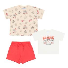 Football League T-Shirts & Shorts Three-Piece Set