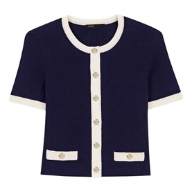 Ribbed Contrast Trim Top