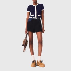 Ribbed Contrast Trim Top