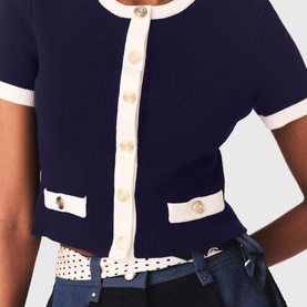 Ribbed Contrast Trim Top