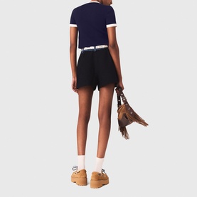 Ribbed Contrast Trim Top