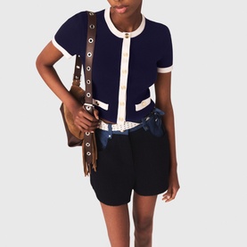 Ribbed Contrast Trim Top