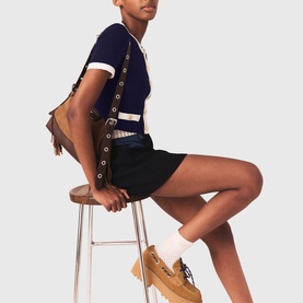 Ribbed Contrast Trim Top