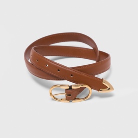 Double Buckle V Leather Belt