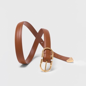 Double Buckle V Leather Belt
