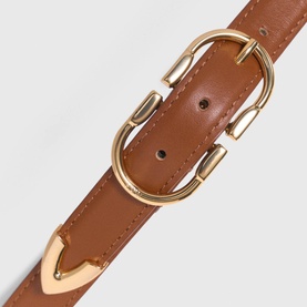 Double Buckle V Leather Belt