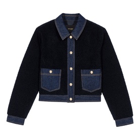 Boucl&eacute; Denim Detail Jacket