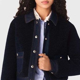 Boucl&eacute; Denim Detail Jacket