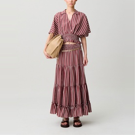 Striped Wrap Front Top