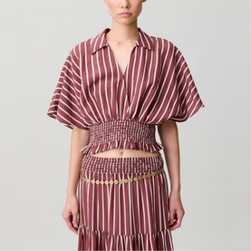 Striped Wrap Front Top